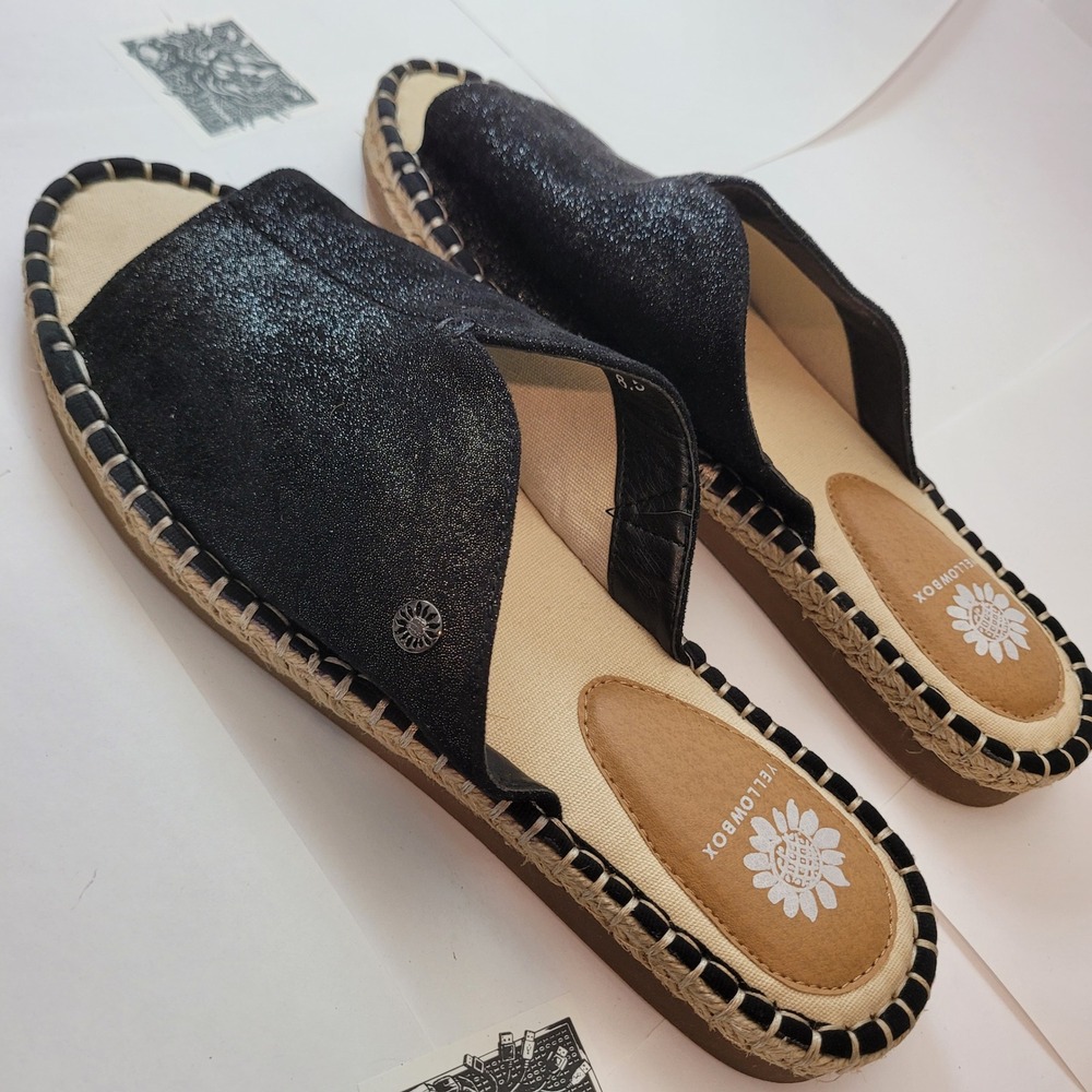 Yellow Box Black Glitter Slide Sandals - Picture 8 of 16